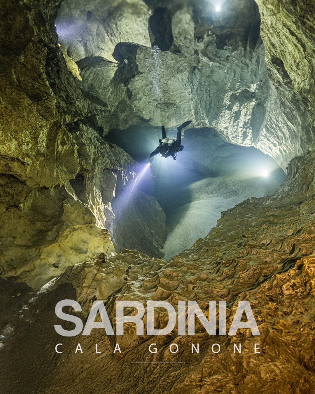 Imad Farhat GUE cave diving in Sardinia Cala Gonone cavern system Italy