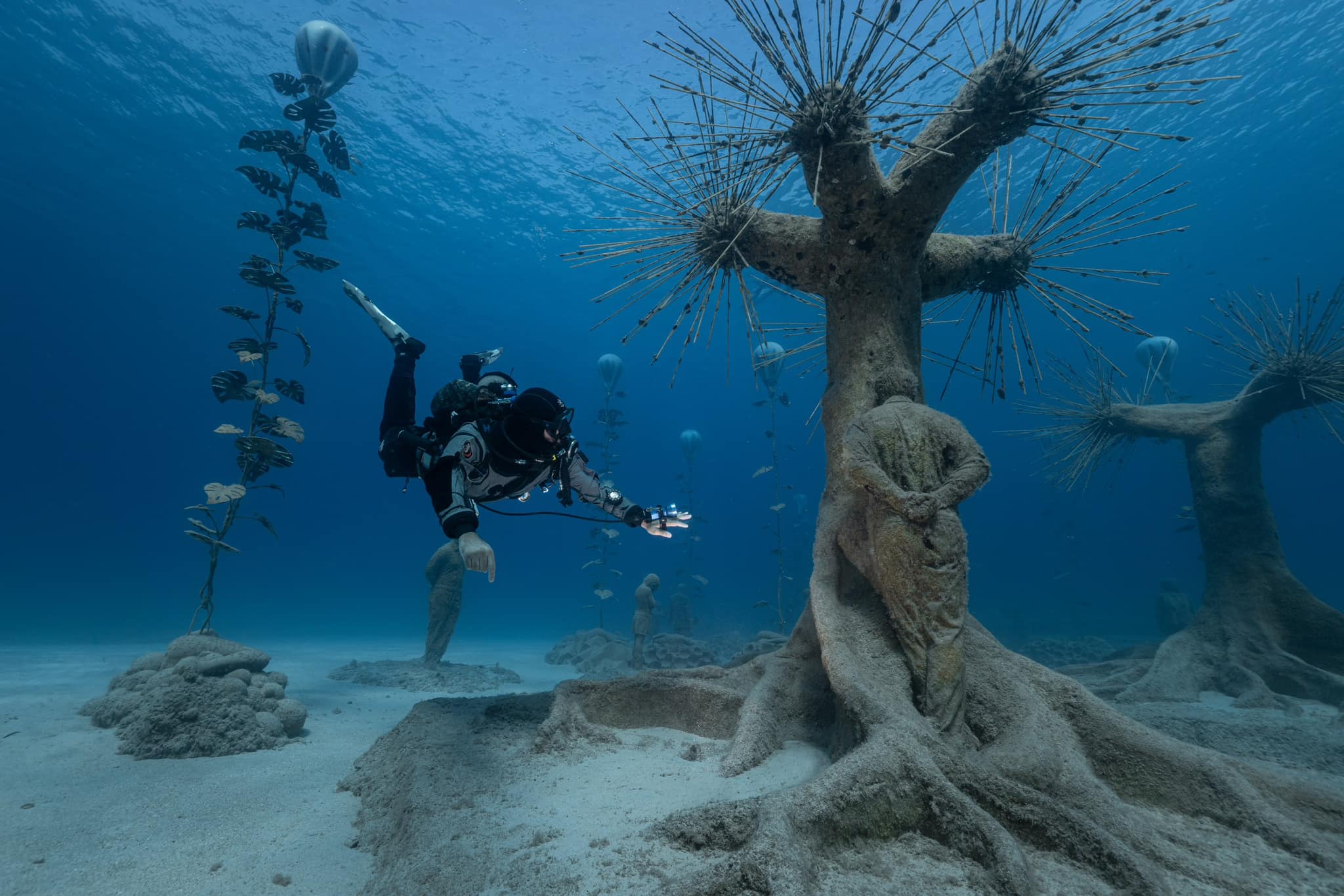 Imad Farhat GUE diver at MUSAN underwater sculpture museum Ayia Napa Cyprus